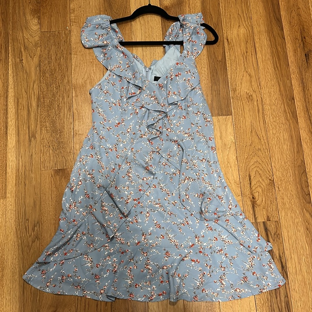 Lulu's Light Blue Floral Ruffle Mini Dress - Picture 3 of 10